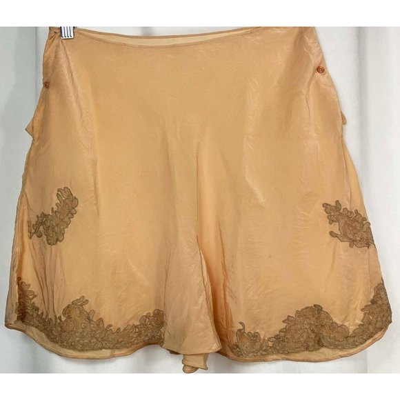 1920s 30s Silk Tap Pants PJ Bottom Peach w Lace